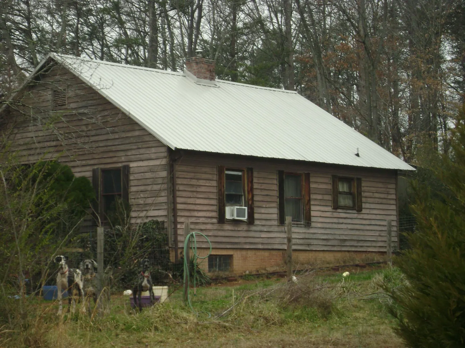 White metal roof on an old wood sided farmhouse, from a Asphalt Shingle Roof Repair job in Kellerton